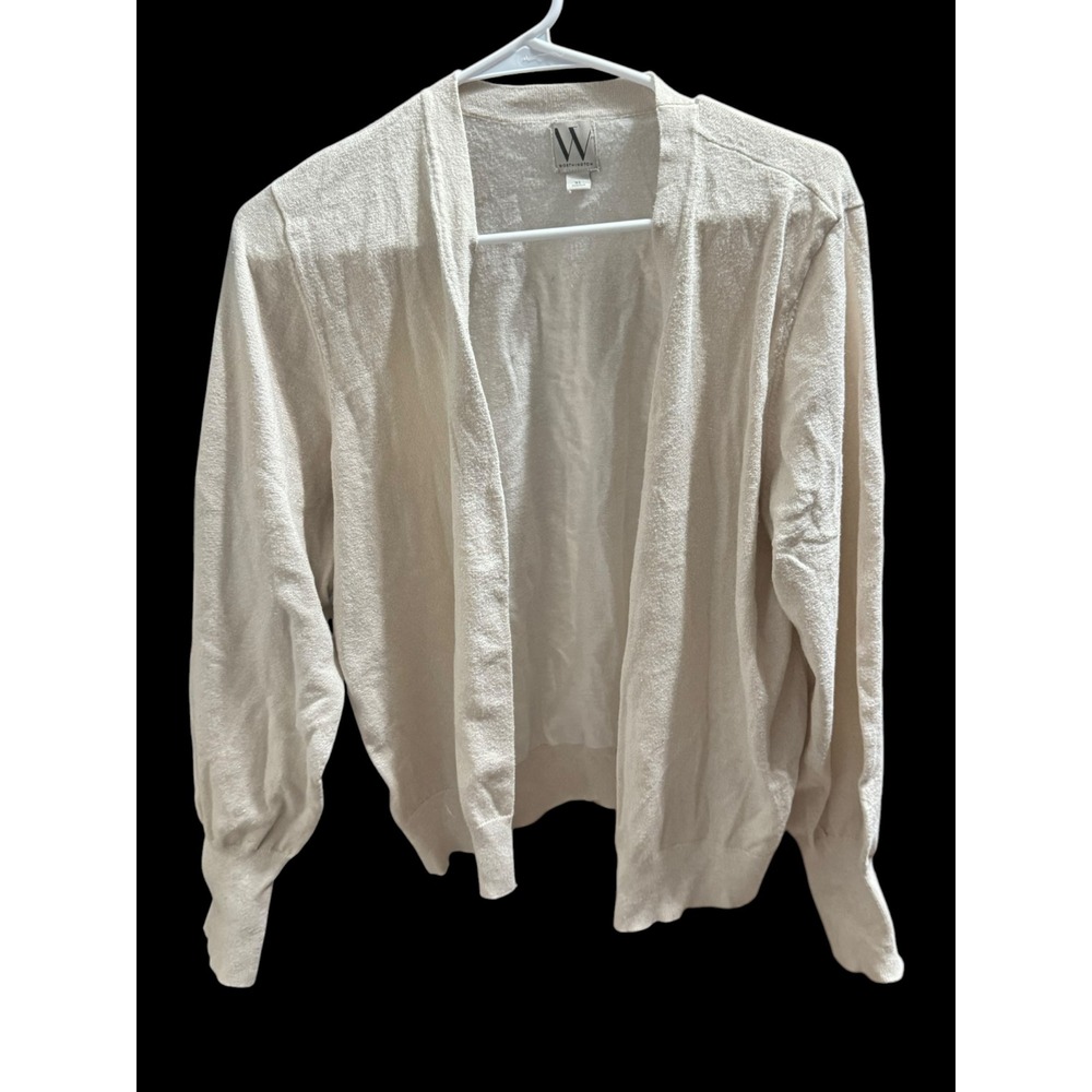 Worthington Women's Cardigan XL Long Sleeve Knit Top Sweater Sparkly Beige